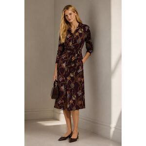 Lauren Ralph Lauren Equestrian Chain Print Belted Midi Shirt Dress, $325 Sz 4